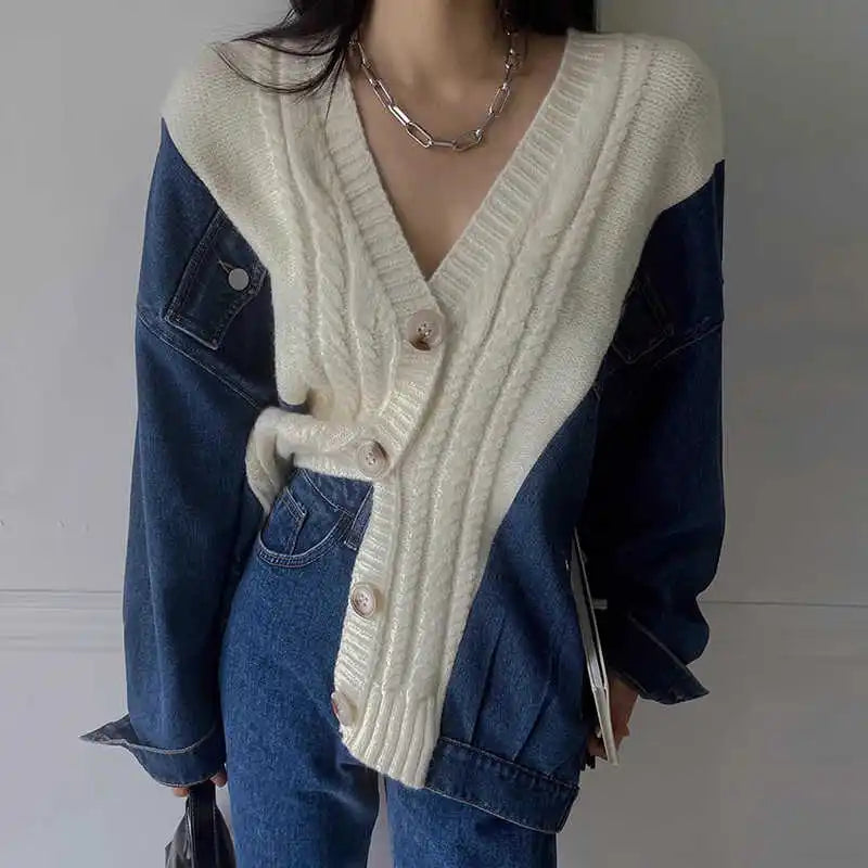 Cozy Vintage Casual Denim Carigan
