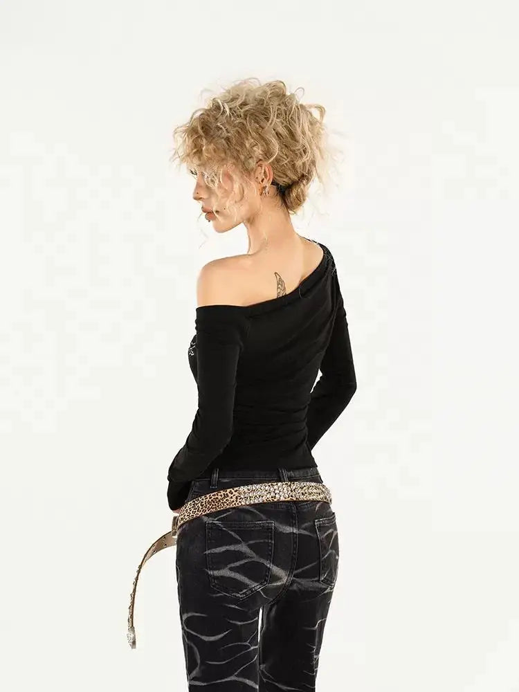 Yedinas Graphic Black Long Sleeve T-Shirt