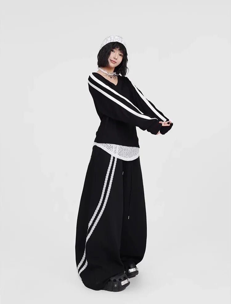 Pikante schwarze Jazz-Freizeithose aus Spitze