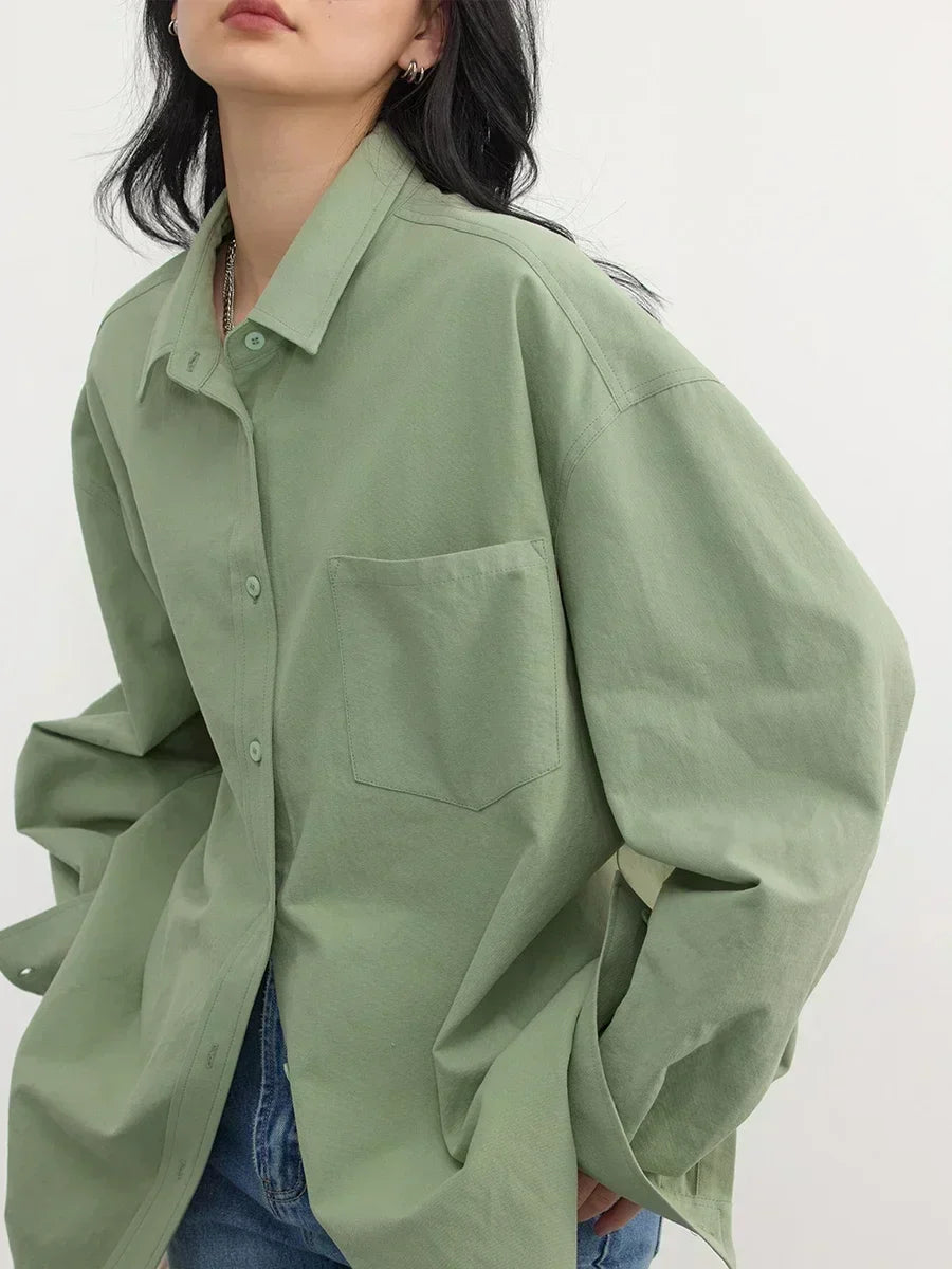 Light Academia Relaxed Fit Button-Up Shirt