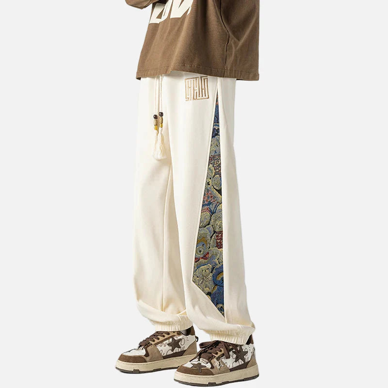 Signature Embroidery Pattern Straight Fit Sweatpants