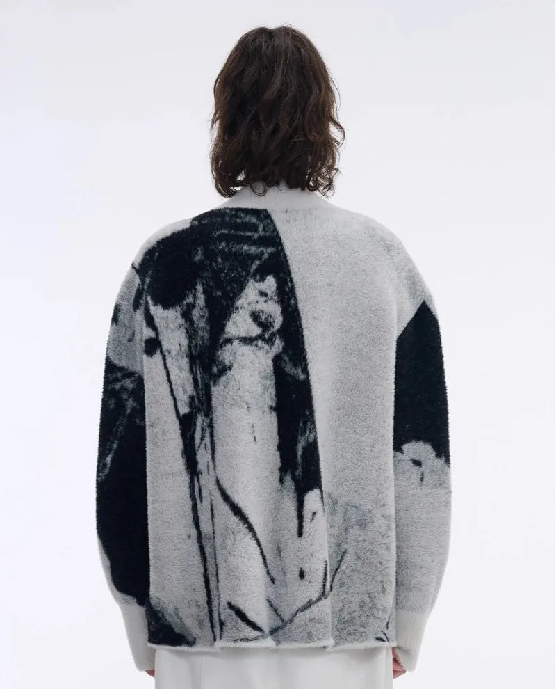 Elegant Relaxed Fit Contrast Color Knitted Sweater
