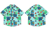 Retro Hip Hop Kurzarmhemd mit Batikmuster