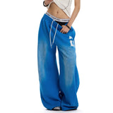 Y2K blaue Oversized-Jogginghose