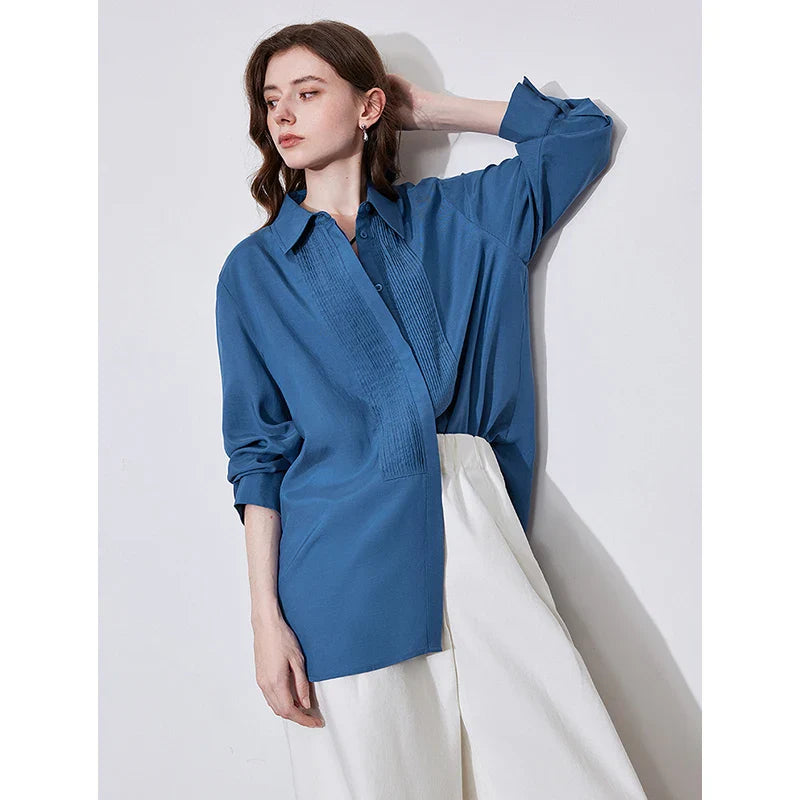 Bluse im französischen Stil, marineblau