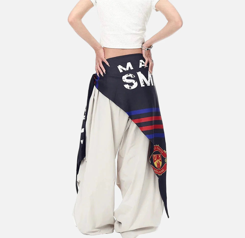 Breathable American Style With Scarf Wide Leg Jogger