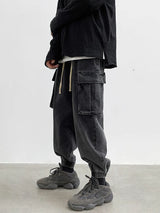 Baggy Streetwear Black Denim Cargo Jeans