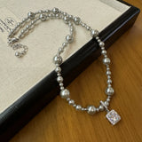 Elegant Glass Pearl Choker Necklace