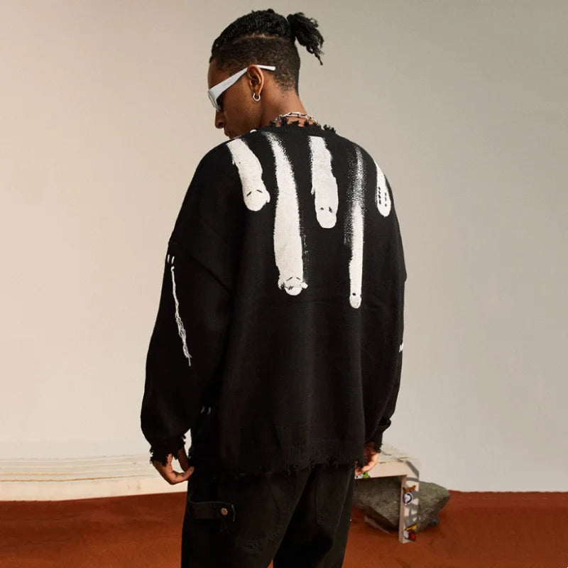 Tassel Design Personality Printed Sweater