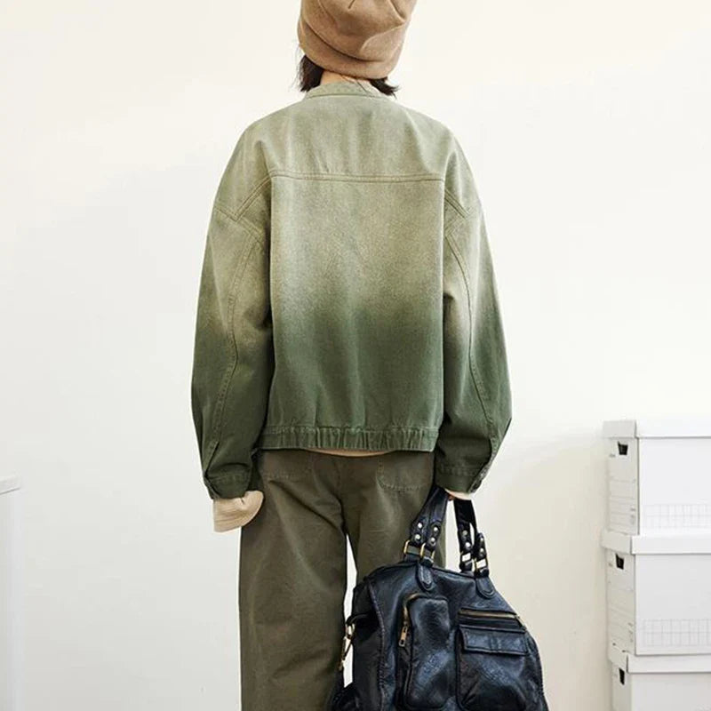 Streetwear Stylish Vintage Korean Gradient Denim Jacket