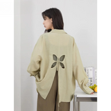 Back Hollow Out Loose Long Sleeve Shirt