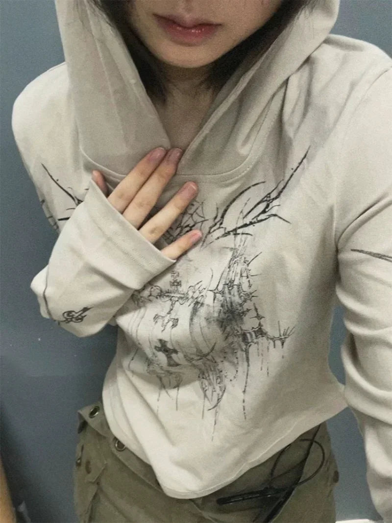 Weekend Uniform Punk Style Grunge Print Hoodie