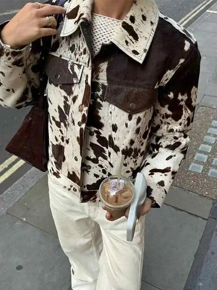 Veste à col imprimé tendance pour femme