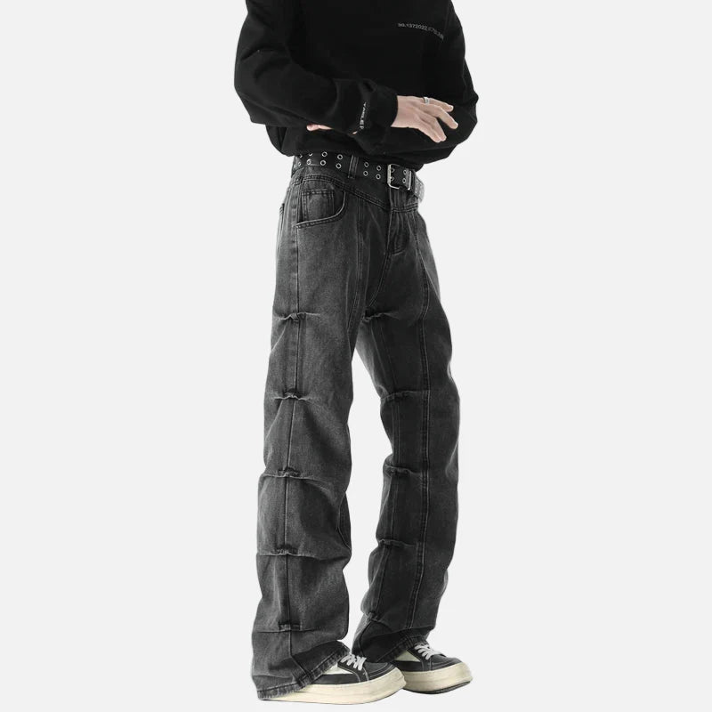 Vintage Hip Hop Pleated Denim Jeans