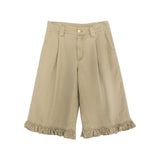 Chic Patchwork Wide Leg Denim Jorts