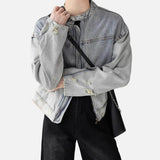 Streetwear Solid Color Long Sleeved Denim Jacket