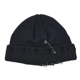 Y2K Knitted Ripped Pierced Beanie