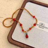Elegant Red Waterdrop Collarbone Necklace
