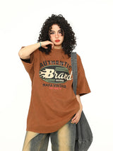 T-shirt ample en coton imprimé alphabet vintage