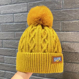 Winter Thick Fur Ball Knitted Beanie