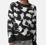 Cozy Halloween Leopard Knitted Casual Sweater