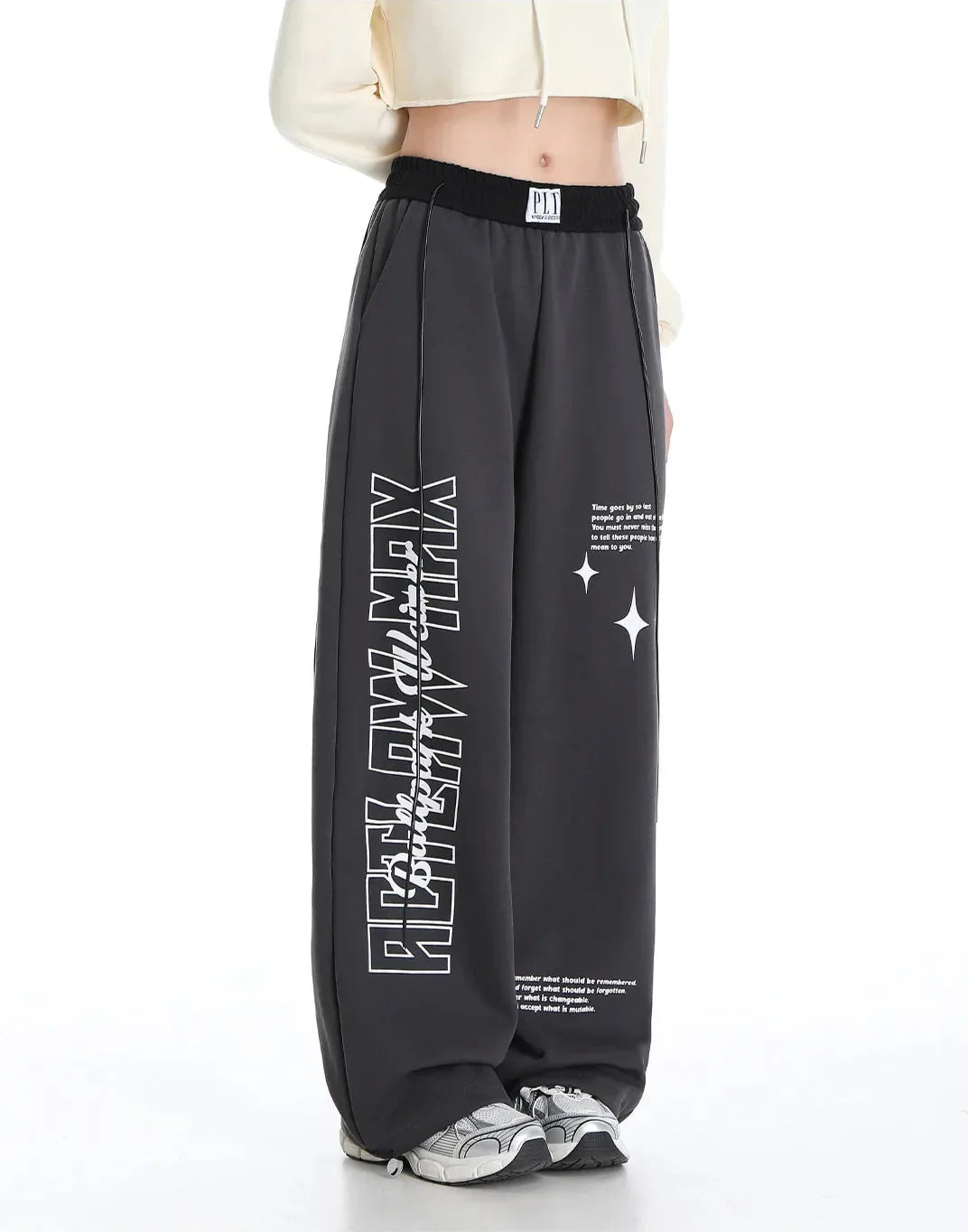 Retro Korean Style Print Baggy Sweatpants