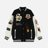 Embroidered Multi Badges Baseball Varsity Jacket
