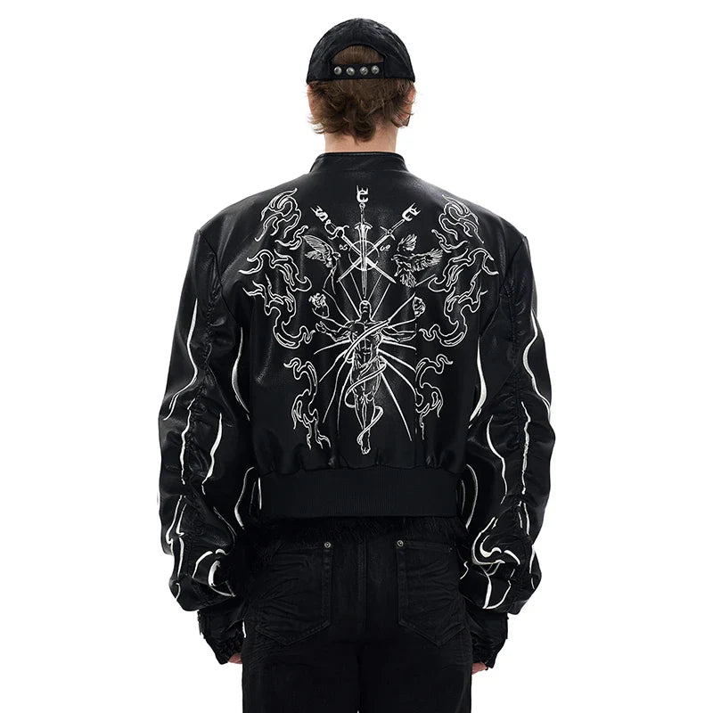 Personalized Pattern Printed Motorcycle Leather Jacket