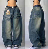 Y2K Gothic Washed Black Baggy Jeans