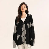Cooler, lockerer Retro-Strickcardigan für Damen