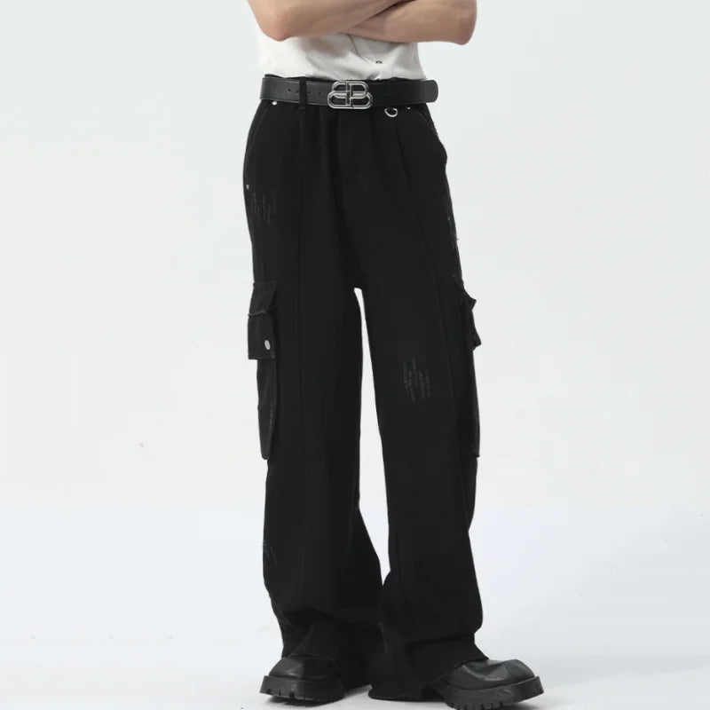 Vintage American Style Deconstructed Straight Baggy Pants