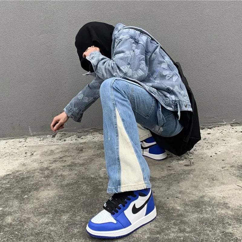 이지 쿨 패치워크 플레어 블루진