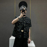 Veste à sequins de luxe française à manches courtes