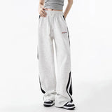 Streetwear High Waist Grey Stripe Sweatpants