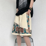 Japanische Streetwear-Shorts mit Blumenstickerei