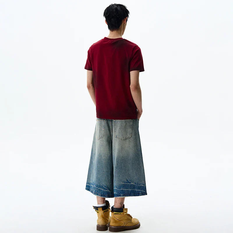 Vintage Loose Wide Leg Cropped Denim Jorts