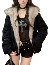 Y2K Fur Collar Padded Winter Coat