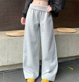 Y2K Solid Wide Leg Drawstring Sweatpants