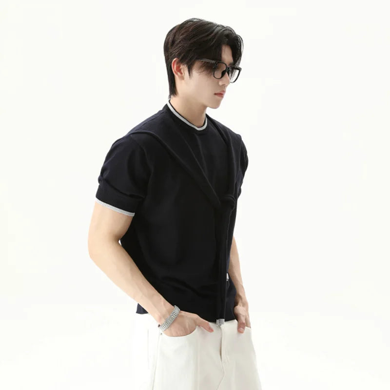 伸縮性無地ラウンドネックカジュアルTシャツ