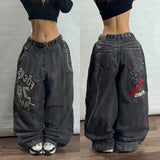 Y2K Embroidered Wide-Leg Jeans