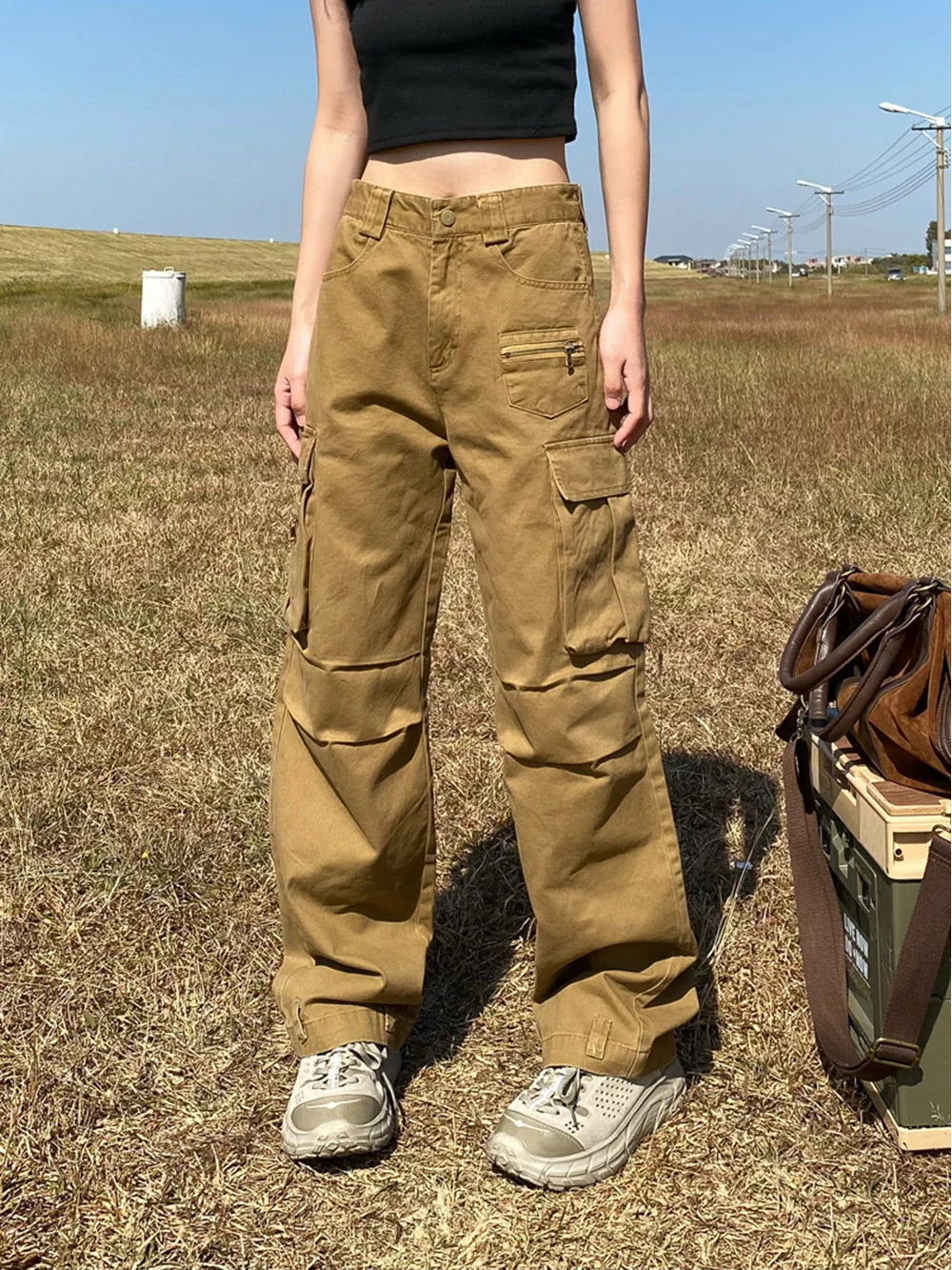 Y2k Women's Solid Color Cargo Pants