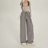 Damen Winter Casual Gestreifte High Waist Jogginghose