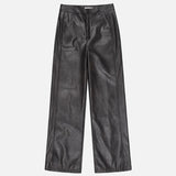 Luxury Cool Black Long Loose PU Leather Pants