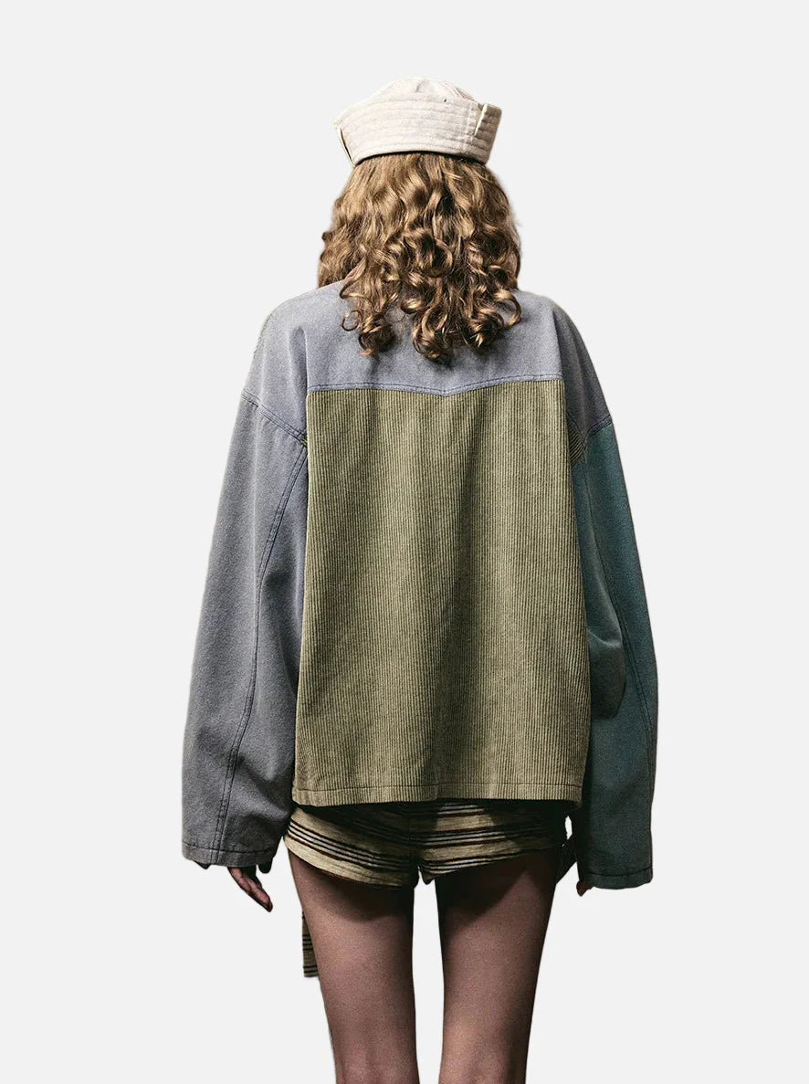Veste en velours côtelé Y2K en toile délavée