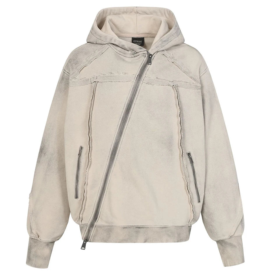 Men Irregular Patchwork Vintage Hoodie