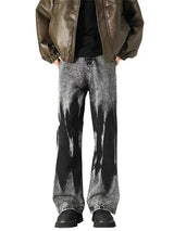 Streetwear Retro Vintage Tie Dye Patchwork Wide Jeans