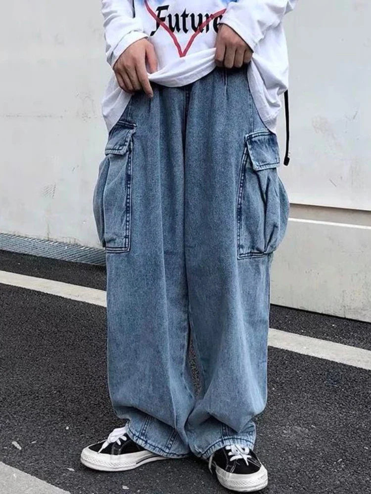 Autumn Trendy Loose Fit Denim Cargo Jeans
