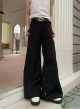 Deconstructed Loose Wide Leg Button Pants
