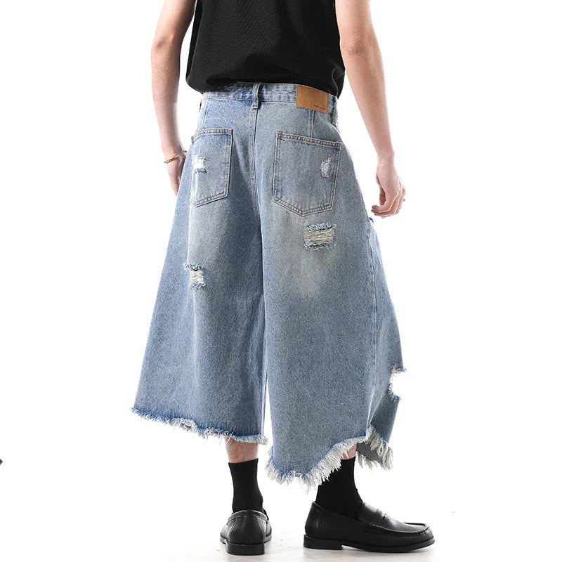 Hochwertige Jeans-Jots mit unregelmäßigen Löchern