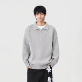 Comfortable Ribbed Knit Half Zipper Sweater